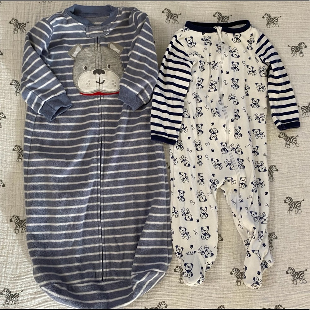 Baby footie pajamas 6-9 & Sleepsack 0-9
